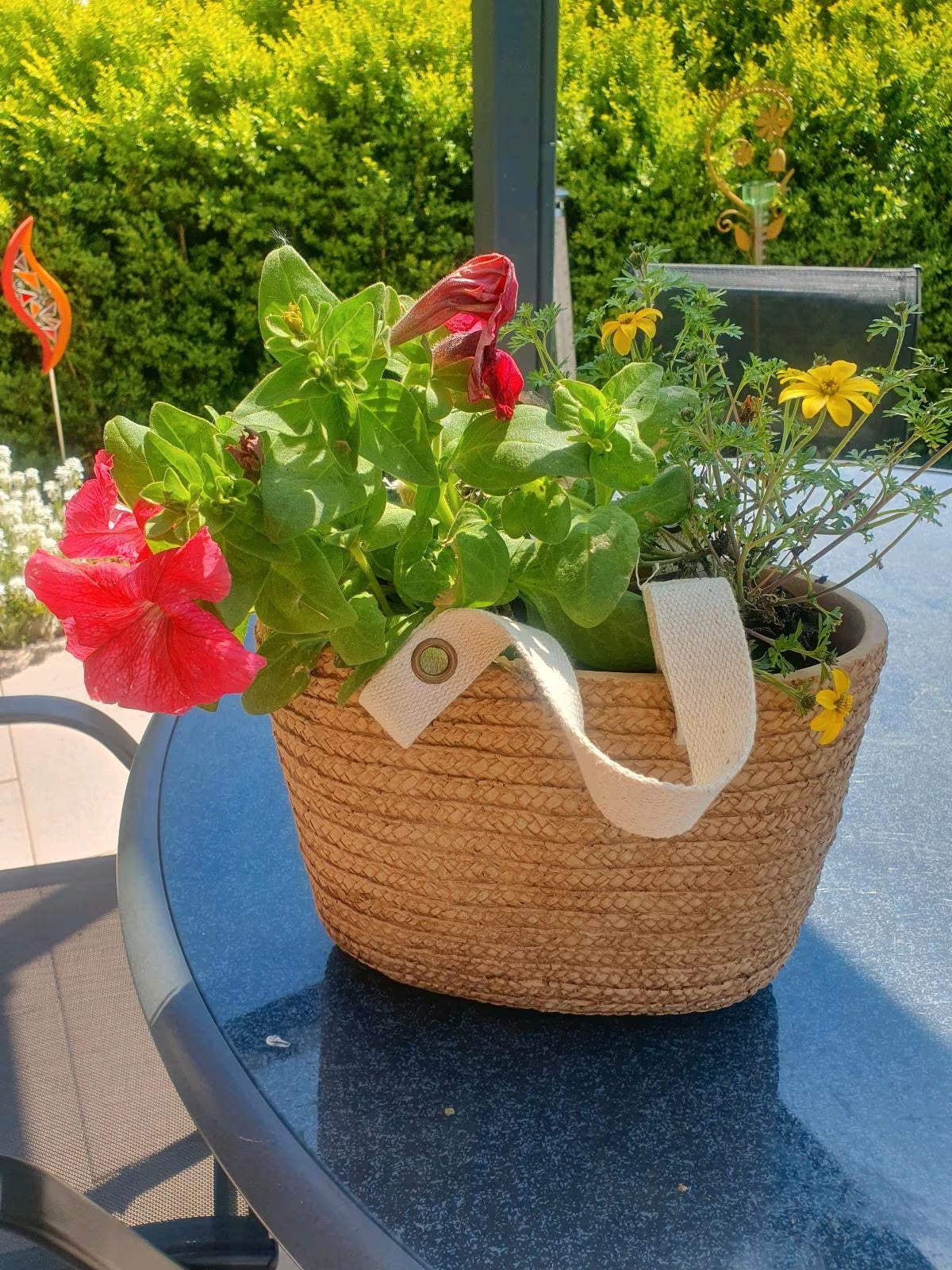 Pflanzen "Strandtasche" Zement Tasche in beige - Garten Deko